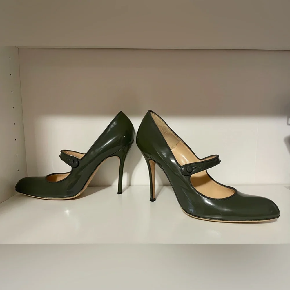 VGUC Manolo Blahnik Green Campy Mary Janes Size EU 40.5/9.5 - Picture 8 of 16